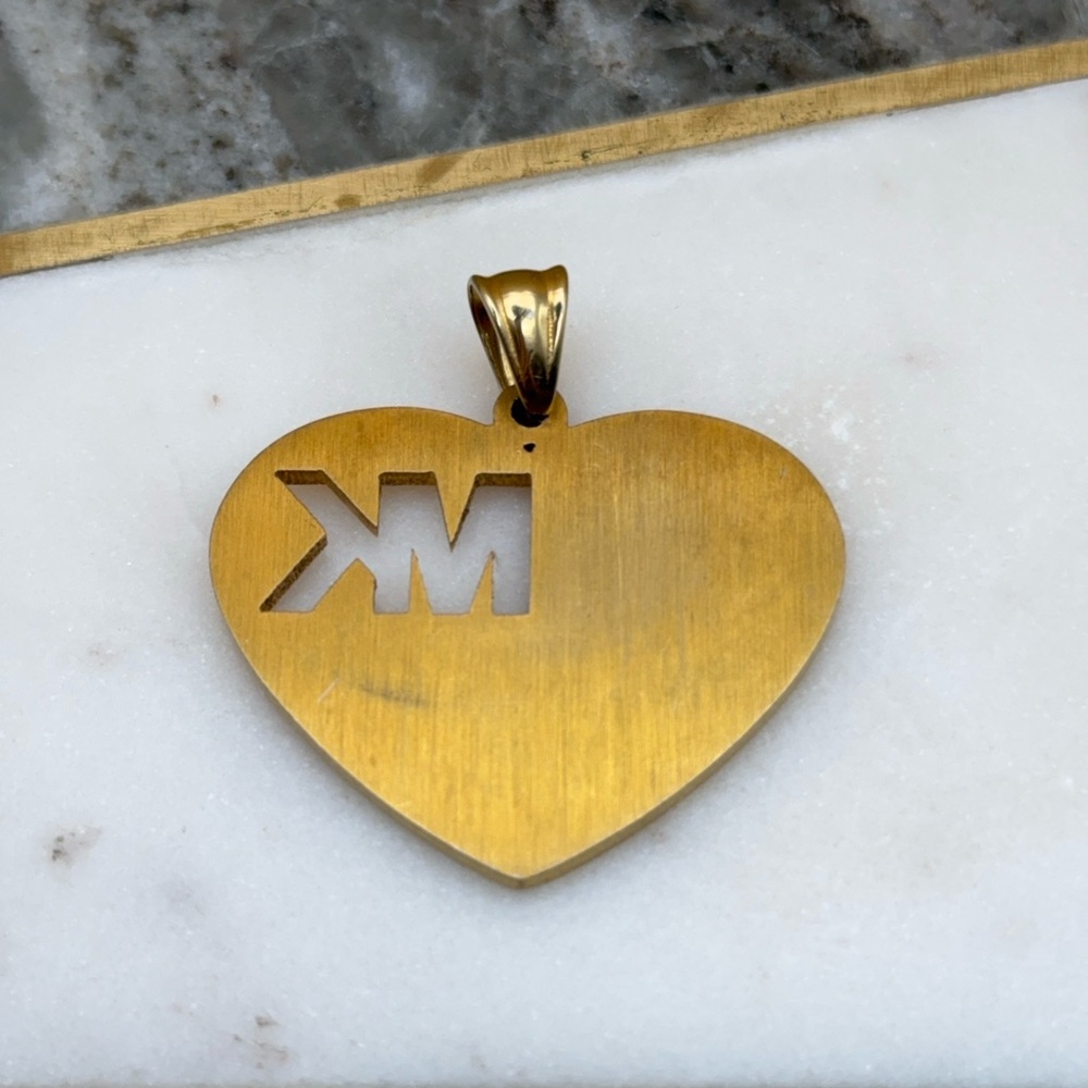 Michael Kors MK Logo Gold Tone Stainless Steel Heart Pendant 💛 - Picture 9 of 12